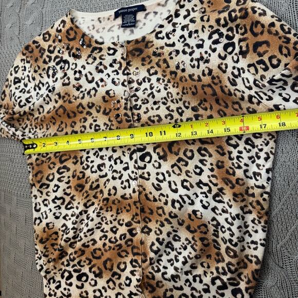 Boston Proper Silk Blend Sequin & Leopard Print Cardigan ~ Small - Picture 11 of 12